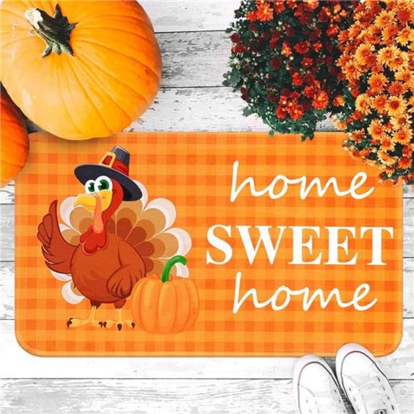 2 Kitchen Rugs, Floor Mats, Thanksgiving Halloween Turkey Decor - Picture 6 of 6